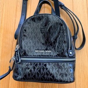 Michael Kors Black Rhea Patent Mini Backpack